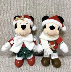 【新品未使用】ミッキー　ミニー　ペア　ぬいぐるみバッジ　クリスマス
