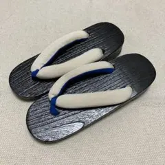 黒色下駄 青色アクセント付き