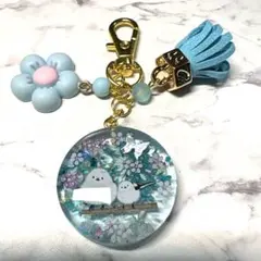 6794☆ シマエナガ　キーホルダー　チャーム　レジン　ハンドメイド