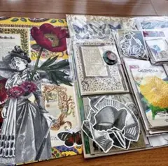おすそ分けセット　コラージュ素材　おすそ分けファイル　ジャンクジャーナル　紙モノ