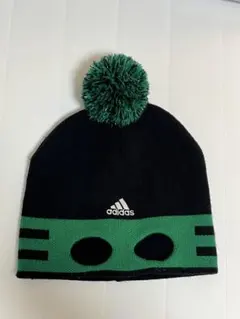 adidas アディダス　ニット帽　ボンボン　目出し帽　海外　黒/緑　レア