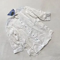 Men's Bigi シャツ 長袖 花柄裏地 コットン リネン ホワイト 04