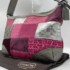 COACH コーチ シグネチャー パッチワーク ショルダーバッグ ピンク Y2K 