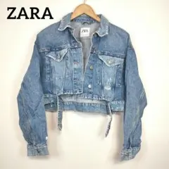 ZARA　ザラ　デニムジャケット　ショート　デニム　ダメージ　Mサイズ相当のサムネイル