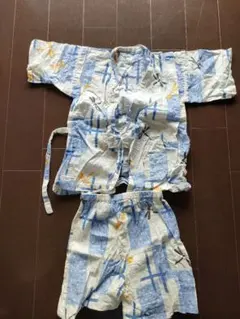 青と白のチェック柄とんぼ　 甚平 105〜115cm