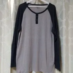 メンズ　長袖カットソー XL グレー/ダークブルー