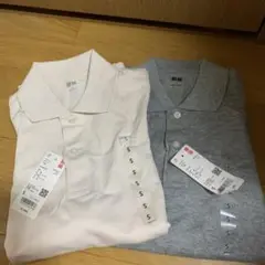 ユニクロ　ドライカノコ　ポロシャツ　半袖　Sサイズ　　グレー　ナチュラル