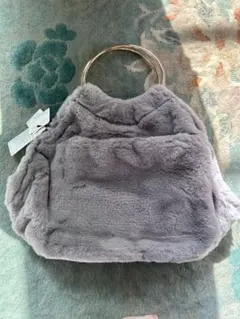 groveフェイクファー ツーウェイショルダーバッグ　グレー　中型