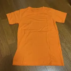 オレンジ コットン 半袖Tシャツ