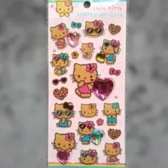 ハローキティ　キラキララインストーン　シール　日焼け　ヒョウ柄　ギャル