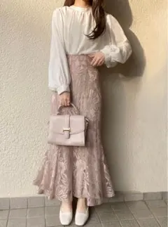 GRL 花柄レースマーメイドスカート　ベージュ　nh54 Sサイズ