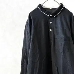 TOPVALU ポロシャツ 長袖 ドット柄 胸ポケット サイドスリット 大きめ