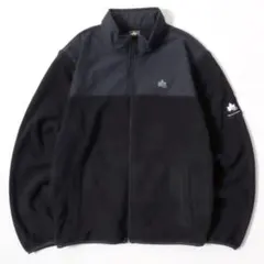 美品 ロゴスパーク ナイロン切替フリースジャケットワンポイントロゴ 黒 サイズＭ