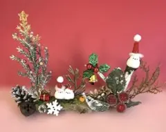 シマエナガオブジェ　流木　クリスマス