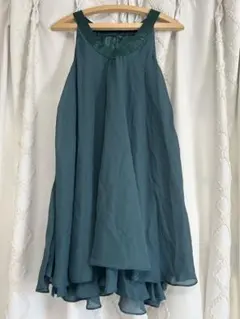 ダークグリーン フレアドレス コサージュ付き