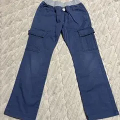 ネイビー ゴムウエスト 長ズボン サイドポケット付き