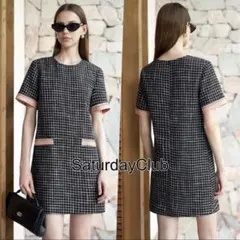 美品　SaturdayClubツイードワンピチェックXS