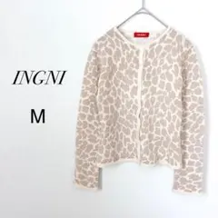 【イング】レオパード柄 ラメ入りニットカーディガン　ラムウール　アンゴラ混　M
