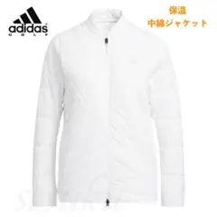 【M】秋冬 アディダス ゴルフ 保温 キルティング 中綿ジャケット 白