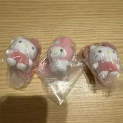 【3つセット】カラフルカラビナマスコットチャーム キティ　マイメロディ