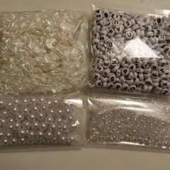 ホワイト蝶ビーズとアルファベットビーズとその他のセット