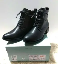 《新品》heal me レースアップブーツ 黒 24.5cm 卒業式 袴にも♡