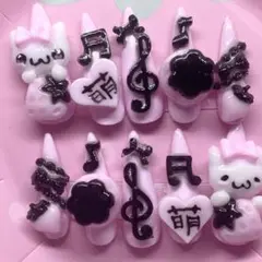 地雷系 量産型 姫系 ハンドメイド ネイルチップ 平成女児