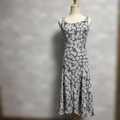 23区 花柄ノースリーブワンピース 表地絹100%