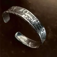ヴィンテージ　シルバー　バングル フリーサイズ　ブレスレット　英字　インディアン