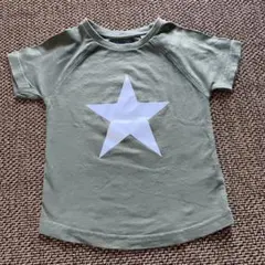 星柄プリント 半袖Tシャツ カーキ 92のサムネイル