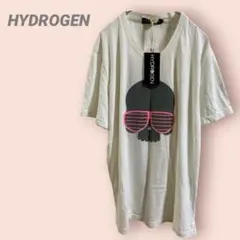 訳あり新品HYDROGEN 半袖Tシャツ　Vネック ドクロプリント　白メンズXLのサムネイル