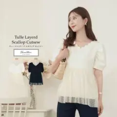 le reve vaniller チュールレイヤード スカラップカットソー　水玉のサムネイル