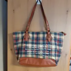 チェック柄トートバッグ メッセージ入り