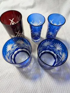 切子グラス　各種5個＋おまけ