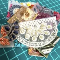 【おまけ付き】インド刺繍リボン　ハギレ　刺繍布パッチセット アソート　ジャーナル