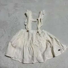 アイボリー フリル付きサスペンダースカート　インパン付き　80