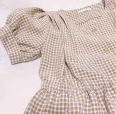 即購入可能　チェックウエストゴムブラウス