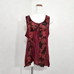 Calabaza ノースリーブカットソー チュニック 花柄 レッド フラワーのサムネイル