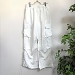 SHEIN シーイン　カーゴパンツ 白　S 薄手　ウエストゴム　無地　ダンス衣装