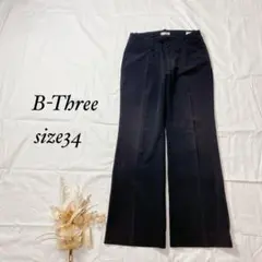 ビースリー フレアパンツ スラックス ストレッチ センタープレス【M】黒 271