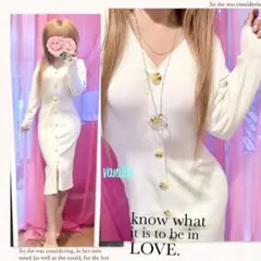 【MERCURYDUO】フロントボタン ニットワンピース 綺麗目 お姉ギャル