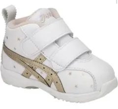 【asics】アシックス　ホワイト×シャンパンゴールド　ファーストシューズ