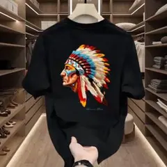インディアンヘッドプリント Tシャツ ブラック