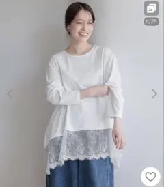 studio CLIP レース切り替えカットソー レディース