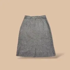 も*)様 ヴィンテージヘリンボーンウールスカートグレー白黒レトロ秋冬90sUSA