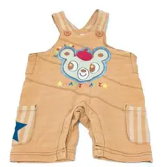 ベビー　カバーオール【70】ロンパース　サロペット　クマ　ブラウン