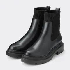 GU ジーユー リブニットソックスブーツ サイドゴアブーツ 厚底ブーツ ブラック