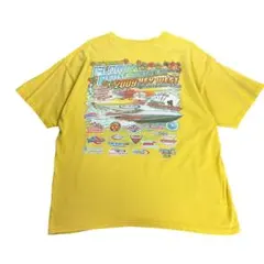 プリントTシャツ　GILDAN製 コットン　イエロー　XL 古着　8Se