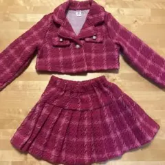 ピンク チェック柄 ジャケットとスカートセット　入園式　入学式　スーツ　ダンス
