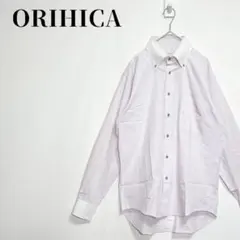 ORIHICA　ピンクストライプ　長袖ボタンダウンシャツ　通勤　綿混　サイズLのサムネイル